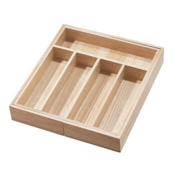 iDesign - Bestekla Organizer, 38.1 x 34.3 x 6.4 cm, Uittrekbaar, Paulownia Hout - iDesign Eco Wood