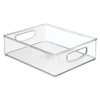 iDesign - Opbergbox met Handvaten, 20.3 x 25.4 x 7.6 cm, Stapelbaar, Kunststof, Transparant - iDesign Kitchen Binz