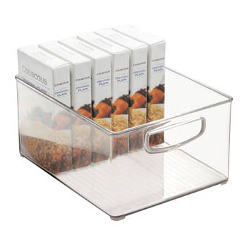 iDesign - Opbergbox met Handvaten, 20.3 x 25.4 x 12.7 cm, Stapelbaar, Kunststof, Transparant - iDesign Kitchen Binz