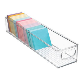iDesign - Opbergbox met Handvaten, 10.2 x 40.6 x 7.6 cm, Stapelbaar, Kunststof, Transparant - iDesign Kitchen Binz