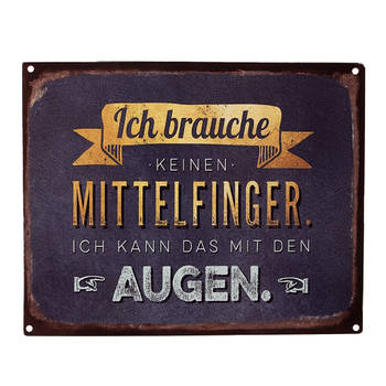 Clayre & Eef Tekstbord 25x20 cm Grijs Ijzer Ich brauche keine Wandbord Grijs Wandbord