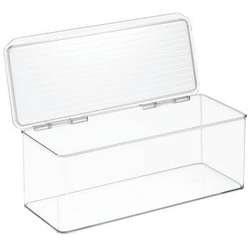 iDesign - Opbergbox met Deksel, 34.3 x 14.6 x 12.7 cm, Stapelbaar, Kunststof, Transparant - iDesign Kitchen Binz