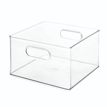 iDesign - Opbergbox met Handvaten, 25.4 x 25.4 x 15.2 cm, Kunststof, Transparant - iDesign The Home Edit