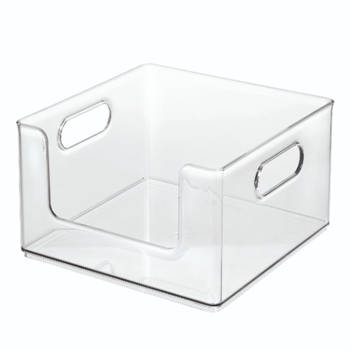 iDesign - Open Opbergbox met Handvaten, 25 x 25 x 15 cm, Kunststof, Transparant - iDesign The Home Edit