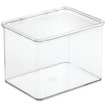 iDesign - Opbergbox met Deksel, 17.2 x 14.2 x 12.7 cm, Stapelbaar, Kunststof, Transparant - iDesign Kitchen Binz