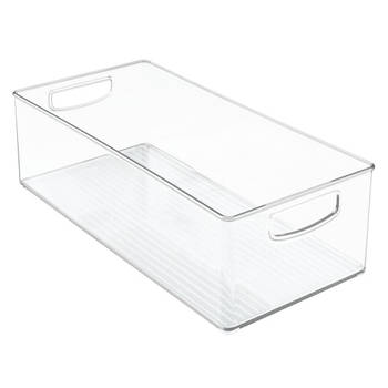 iDesign - Opbergbox met Handvaten, 20.3 x 40.6 x 12.7 cm, Stapelbaar, Kunststof, Transparant - iDesign Kitchen Binz