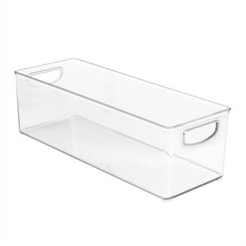 iDesign - Opbergbox met Handvaten, 15.2 x 40.6 x 12.7 cm, Stapelbaar, Kunststof, Transparant - iDesign Kitchen Binz