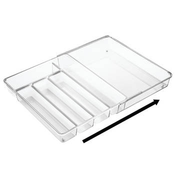 iDesign - Lade Organizer, 5 Vakken, Uitschuifbaar 28.7 x 36.6 x 5.8 cm, Kunststof, Transparant - iDesign Linus