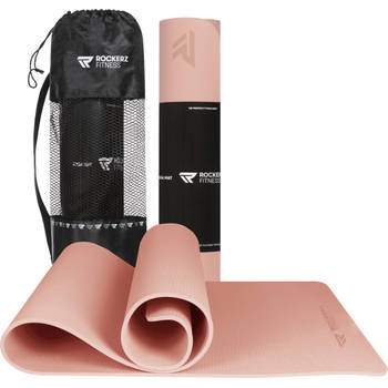 Yoga mat - Fitness mat rose gold - Yogamat anti slip & eco - Extra Dik - Duurzaam TPE materiaal - Incl Draagtas