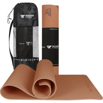 Yoga mat - Fitness mat terracotta - Yogamat anti slip & eco - Extra Dik - Duurzaam TPE materiaal - Incl Draagtas