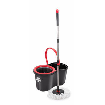 Dirt Devil Dweilsysteem met Wringer - Emmer 16 L - Ronde Dweil - Microvezel Mop - Grijs/ Rood