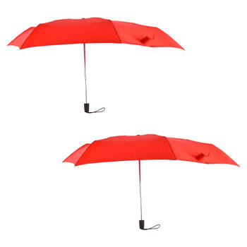 2x Grote Opvouwbare Stormparaplu van Polyester met Aluminium Frame - Rood 100cm Diameter