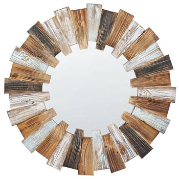 Beliani ECATEPEC - Decoratieve Spiegel-Lichte houtkleur-MDF, Glas