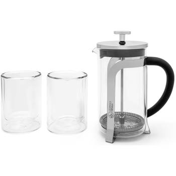 Leopold Vienna - Koffiemaker Shiny 600 ml + 2 dubbelwandige glazen