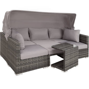 tectake - Wicker loungeset loungebank San Marino - grijs - 403237