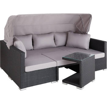 tectake - Wicker loungeset loungebank tuinset San Marino - zwart - 403426