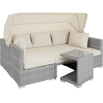 tectake - Wicker loungeset loungebank tuinset San Marino - lichtgrijs - 403712