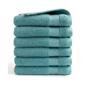 DoubleDry Handdoek Hotel Collectie - 6 stuks - 50x100 - denim blauw