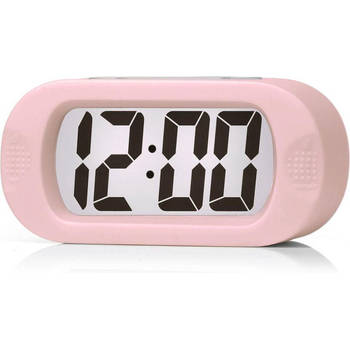 JAP AP17 digitale wekker - Stevige alarmklok - Met snooze en verlichtingsfunctie - Rubber - Pastelle roze