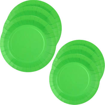 Santex Feest borden set - 20x stuks - groen - 17 cm en 22 cm - Feestbordjes