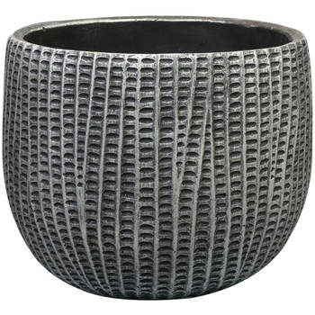 Ter Steege Plantenpot - binnen - zwart/metaal - D21/H17 cm - cement - Plantenpotten