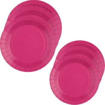 Santex Feest borden set - 40x stuks - fuchsia roze - 17 cm en 22 cm - Feestbordjes