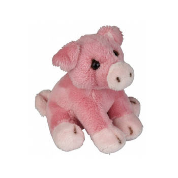 Ravensden pluche varkens knuffel - roze - 15 cm - boerderij dieren knuffelbeesten - Knuffel boederijdieren