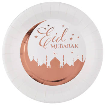 Santex suikerfeest Ramadan bordjes - 10x - rose goud - karton - 22 cm - Feestbordjes