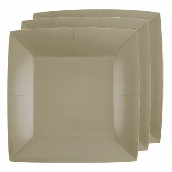 Santex feest bordjes vierkant taupe/beige - karton - 10x stuks - 23 cm - Feestbordjes