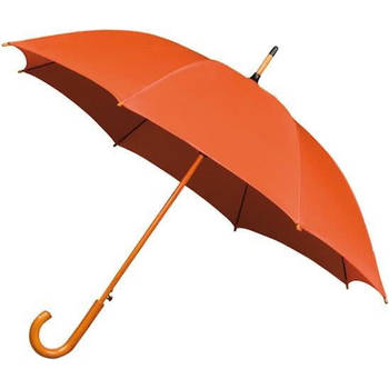 Paraplu Lang - Houten Haak - Oranje
