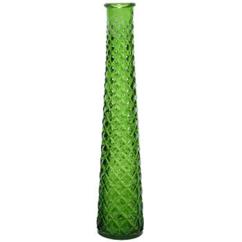 Vaas/bloemenvaas van gerecycled glas - D7 x H32 cm - groen - Vazen