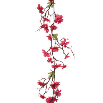 Everlands Kunstbloem/bloesem takken slinger - fuchsia roze - 187 cm - Kunstplanten