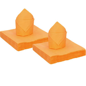 Santex feest servetten oranje - 50x stuks - 40 x 40 cm - Feestservetten