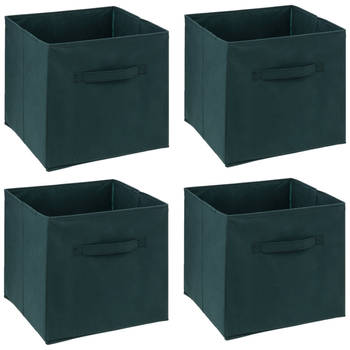 5Five Opbergmand - 4x - 29 liter - emerald groen - 31 x 31 x 31 cm - Opbergmanden