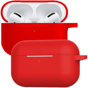 Basey Siliconen Hoesje Voor AirPods Pro Case Hoes - Geschikt voor AirPods Pro Hoesje Cover - Rood