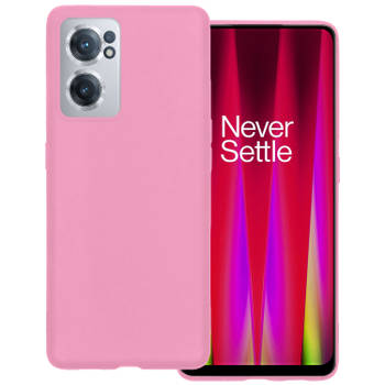 Basey OnePlus Nord CE 2 Hoesje Siliconen Back Cover Case - OnePlus Nord CE 2 Hoes Silicone Case Hoesje - Licht Roze
