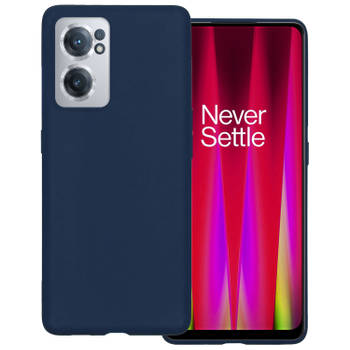 Basey OnePlus Nord CE 2 Hoesje Siliconen Back Cover Case - OnePlus Nord CE 2 Hoes Silicone Case Hoesje - Donker Blauw