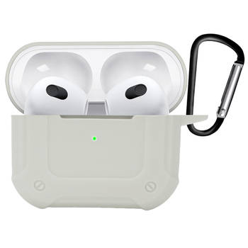 Basey Hoes Voor AirPods 3 Hoesje Shock Case Met Karabijnhaak - AirPods 3 Case Shock Hoes Cover - Wit