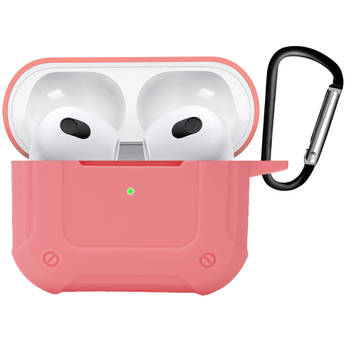 Basey Hoes Voor AirPods 3 Hoesje Shock Case Met Karabijnhaak - AirPods 3 Case Shock Hoes Cover - Licht Roze