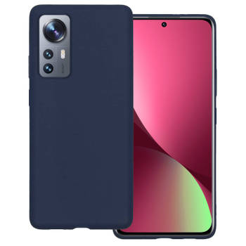 Basey Xiaomi 12 Pro Hoesje Siliconen Hoes Case Cover -Donkerblauw