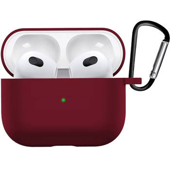 Basey Hoesje Voor AirPods 3 Hoesje Silicone Case Cover - Hoes Voor AirPods 3 Case Siliconen Hoes - Donker Rood