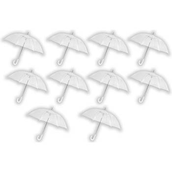 10 stuks Paraplu transparant plastic paraplu's 100 cm - doorzichtige paraplu - trouwparaplu - bruidsparaplu - stijlvol -