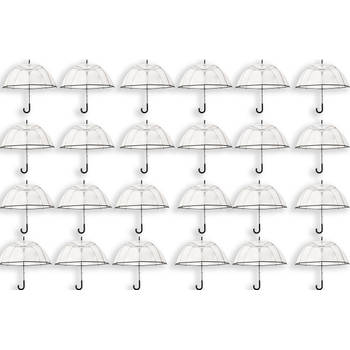 24 Stuks Transparante koepelparaplu 85 cm - doorzichtige paraplu - trouwparaplu - bruidsparaplu - stijlvol - plastic -
