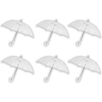 6 stuks Paraplu transparant plastic paraplu's 100 cm - doorzichtige paraplu - trouwparaplu - bruidsparaplu - stijlvol -