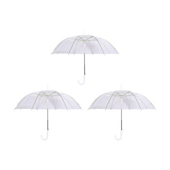 Drie Sterke Opvouwbare Paraplu's - Transparant & Wit - Automatische Functie - Voor Volwassenen