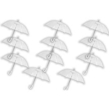 11 stuks Paraplu transparant plastic paraplu's 100 cm - doorzichtige paraplu - trouwparaplu - bruidsparaplu - stijlvol -