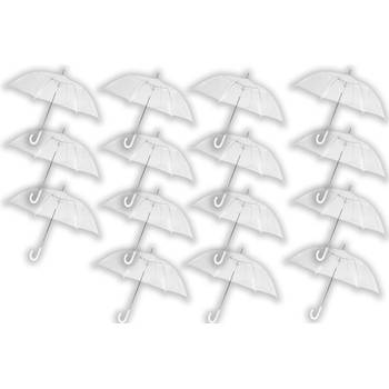 15 stuks Paraplu transparant plastic paraplu's 100 cm - doorzichtige paraplu - trouwparaplu - bruidsparaplu - stijlvol -