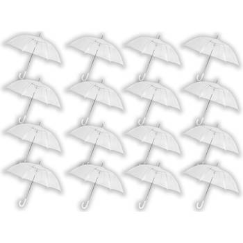 16 stuks Paraplu transparant plastic paraplu's 100 cm - doorzichtige paraplu - trouwparaplu - bruidsparaplu - stijlvol -