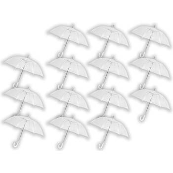 14 stuks Paraplu transparant plastic paraplu's 100 cm - doorzichtige paraplu - trouwparaplu - bruidsparaplu - stijlvol -