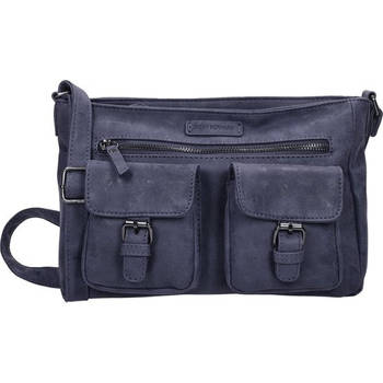 Bicky Bernard Dames schoudertas - Omhang Schoudertas Ritsvakjes Trendy Tas - Donkerblauw - Navy